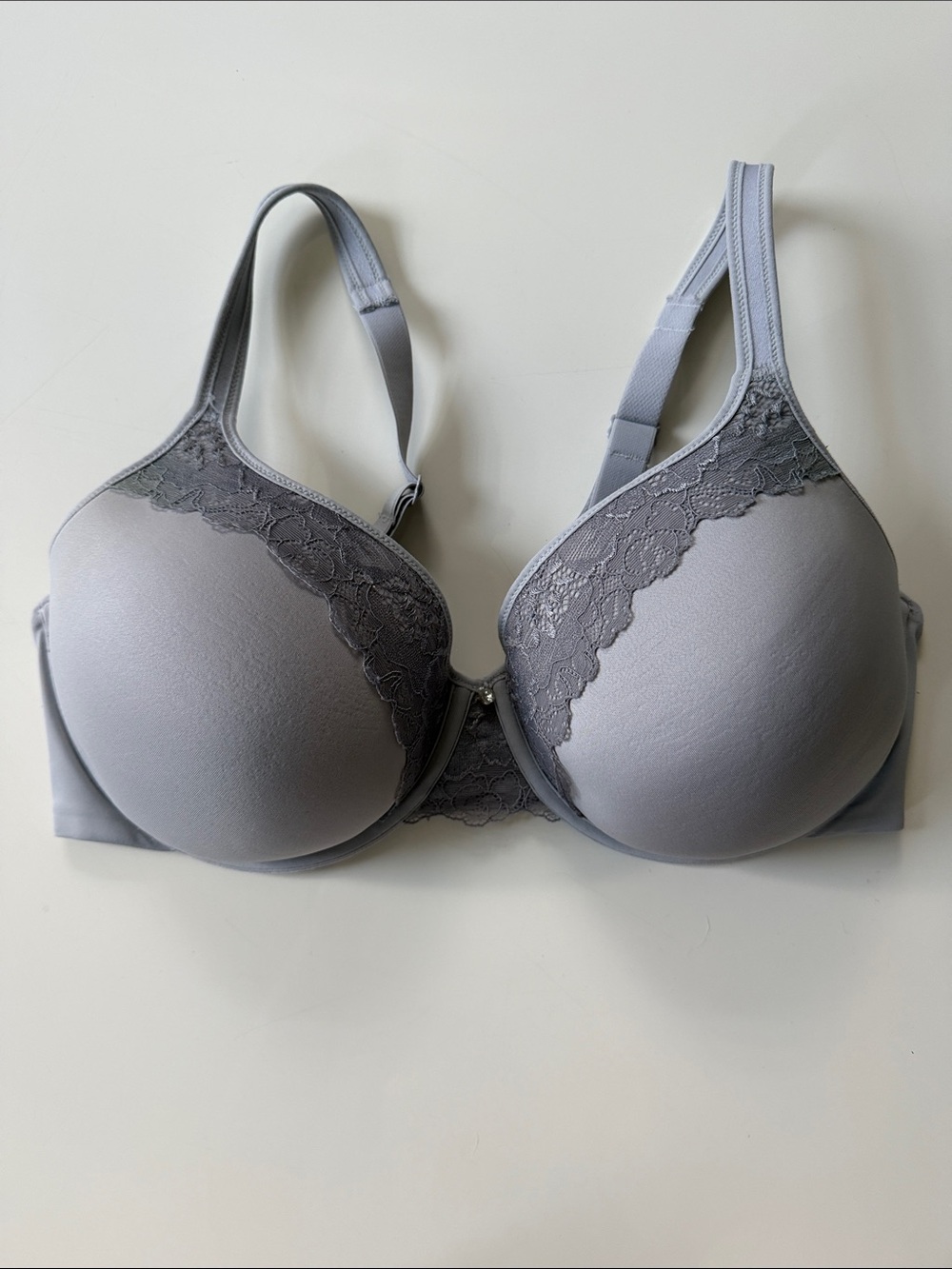 Bali Gray Lace Trim T-Shirt Bra